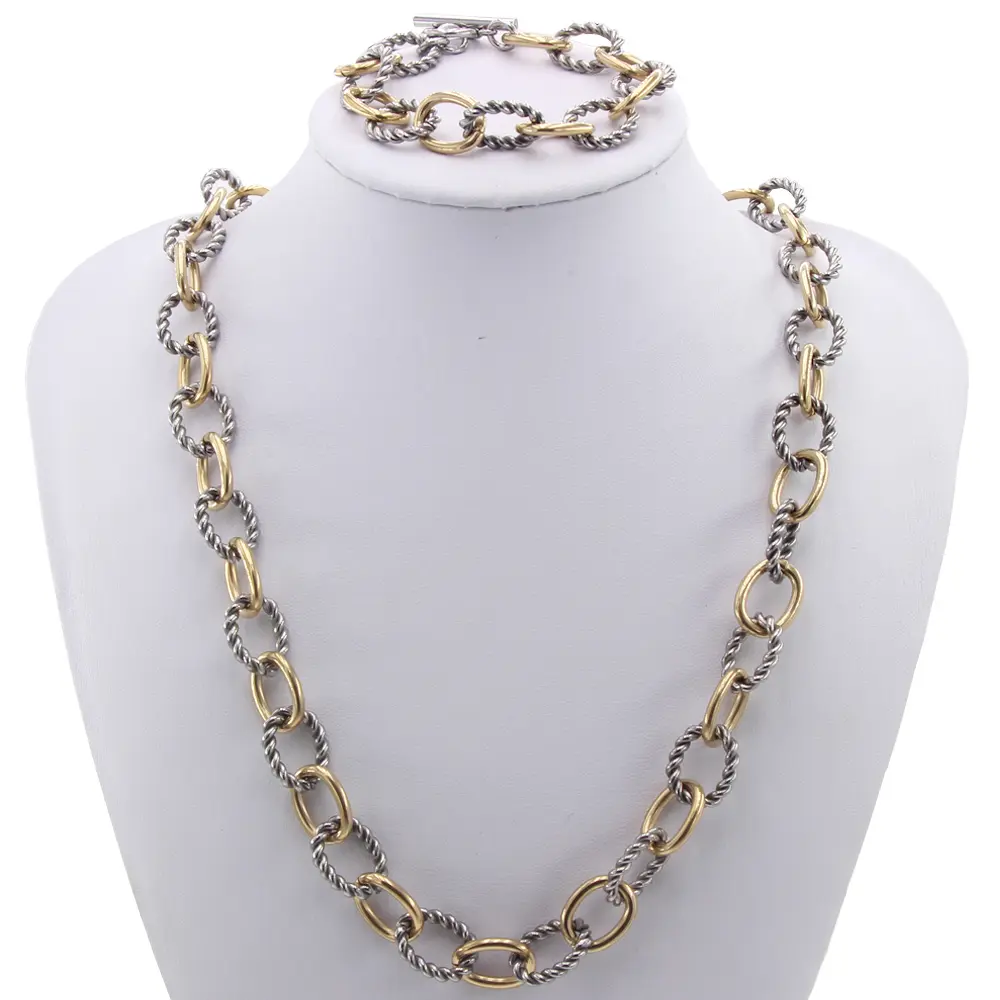 Wholesale Joyeria Acero Inoxidable Gold Plated Jewelry Figaro Big Chain Miami Curb Cuban Link Necklace Bracelet Jewelry Set