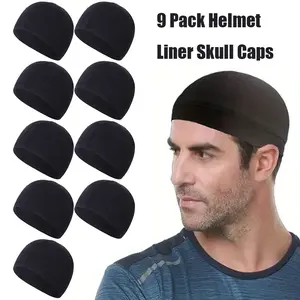9-Pack Quick-Dry Men'S Cycling Caps, Breathable Sweat-Absorbing Knit Helmet Liners, Comfortable Outdoor Sports Riding Hats with Inner Lining