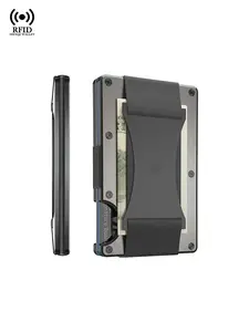 RFID Blocking Metal Credit Card Holder with Cash Band, RFID Card Slots, Card Organizer, Men's Slim Thin Mini Bank Cardholder, Casual Style, All Seasons, Gift for Husband