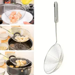 Pack of 2pcs Heavy-Duty Stainless Steel Strainer Ladle with Handle - Multi-Purpose Kitchen Tool, Kitchenware, Drainage Holes for Pasta, Vegetables, Dumplings - Easy-Clean Design for Cooking, Frying, Serving - Ideal for Home & Restaurant Use