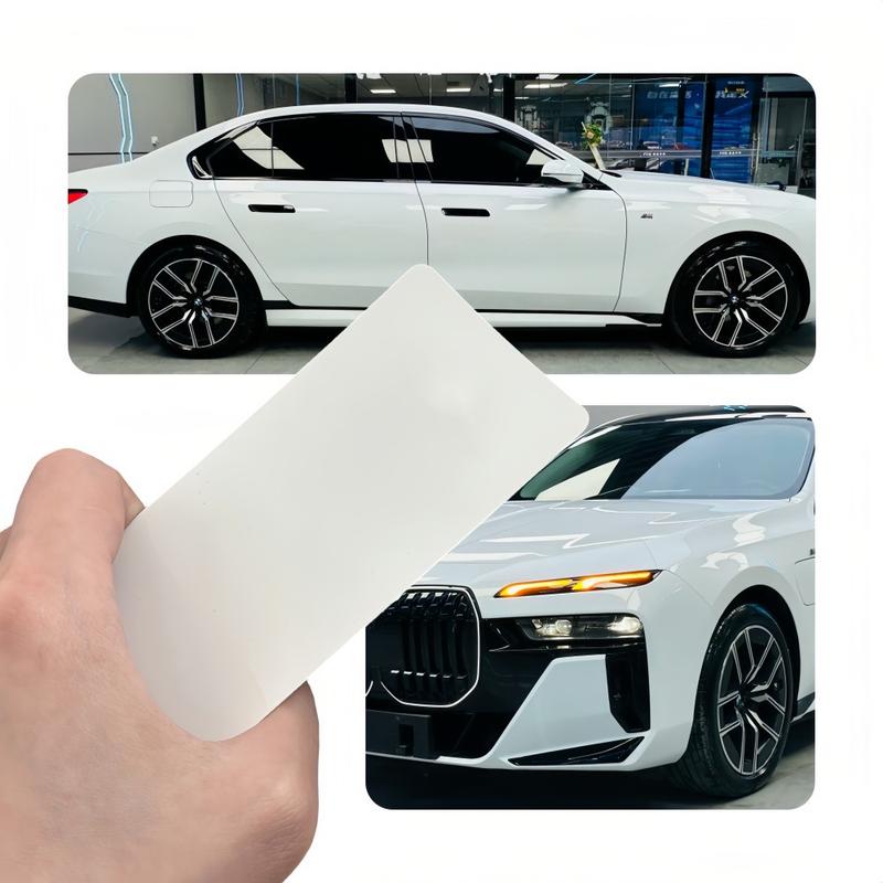 FONESO Super Glossy Car Body Sticker with Cutter and Hand Tool Kit, 60 x 8 inch Car Vinyl Film Wrap Protector Sticker, 5 FT x 1 FT Self-Adhesive Air Bubble Free Easy to Install, Universal For All Cars SUVs Sedan Coupe Truck Pickup Bike Motorcycle - White