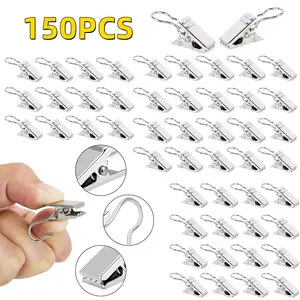 150Pcs/Set Curtain Clips with Hooks,Stainless Steel Small Curtain Clips,Shower Curtain Hooks Clips,Multifunctional Curtain Clips for Bedroom,Bathroom,New Year Gifts,Tools & Hardware