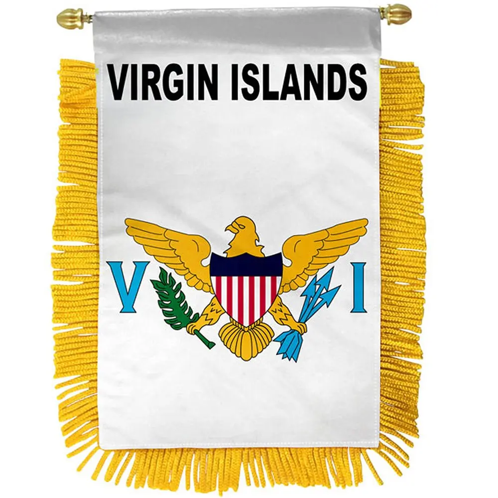 4x6 in Double-Sided Polyester US Virgin Islands Hanging Banners, Glass Window Flag with Included Hanger, National Pride Home Decor