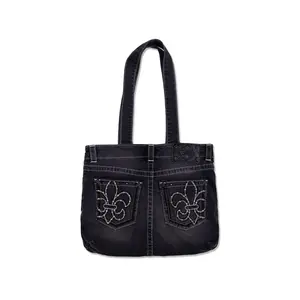 Denim Fleur De Lis Tote Bag