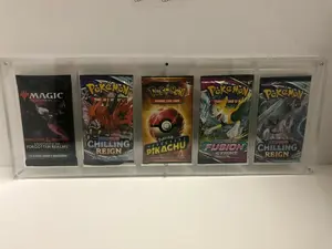 Acrylic 5 Booster Pack Frame Display Case Magnet Locks