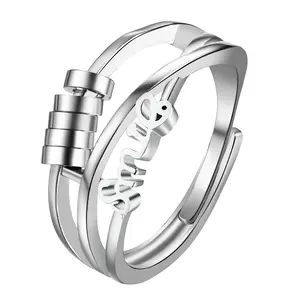 OIDEA Women's Smile Spinner Anxiety Meditation Ring, Adjustable Expandable Stainless Steel Ring for Stress Relief, Adjustable Expandable Rings