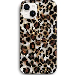 Case Compatible with iPhone 15 Plus Case 6.7, Luxury Sparkle Translucent Clear Leopard  Print Pearly Design Soft Silicone Slim TPU Protective Phone Case Cover for  Women (Bling)