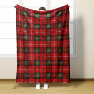 1pc Flannel Blanket - Red, Green, Black Plaid Pattern - Soft Warm All-Season Throw Couch, Bed, Picnics - Cozy Home Decor - Washable - Contemporary Style, Birthday Mother's Day Size