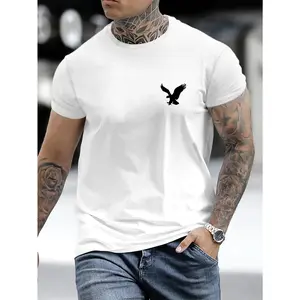Casual Menswear Unisex 200g 100% Cotton Creative Pigeon Graphic T-Shirt, Casual Crew Neck Short Sleeve, Soft & Breathable Streetwear Tee for Summer Comfort Top Stylish Minimalist Tshirt