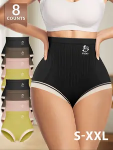 Morelect Women's High-Waisted Underwear Set, 8-Pack, Comfortable & Stylish, Floral, Sizes S-Xxl, Waist Cinching Design, Perfect Fit