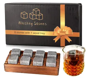 whiskey stones set of 8 with wooden gift box