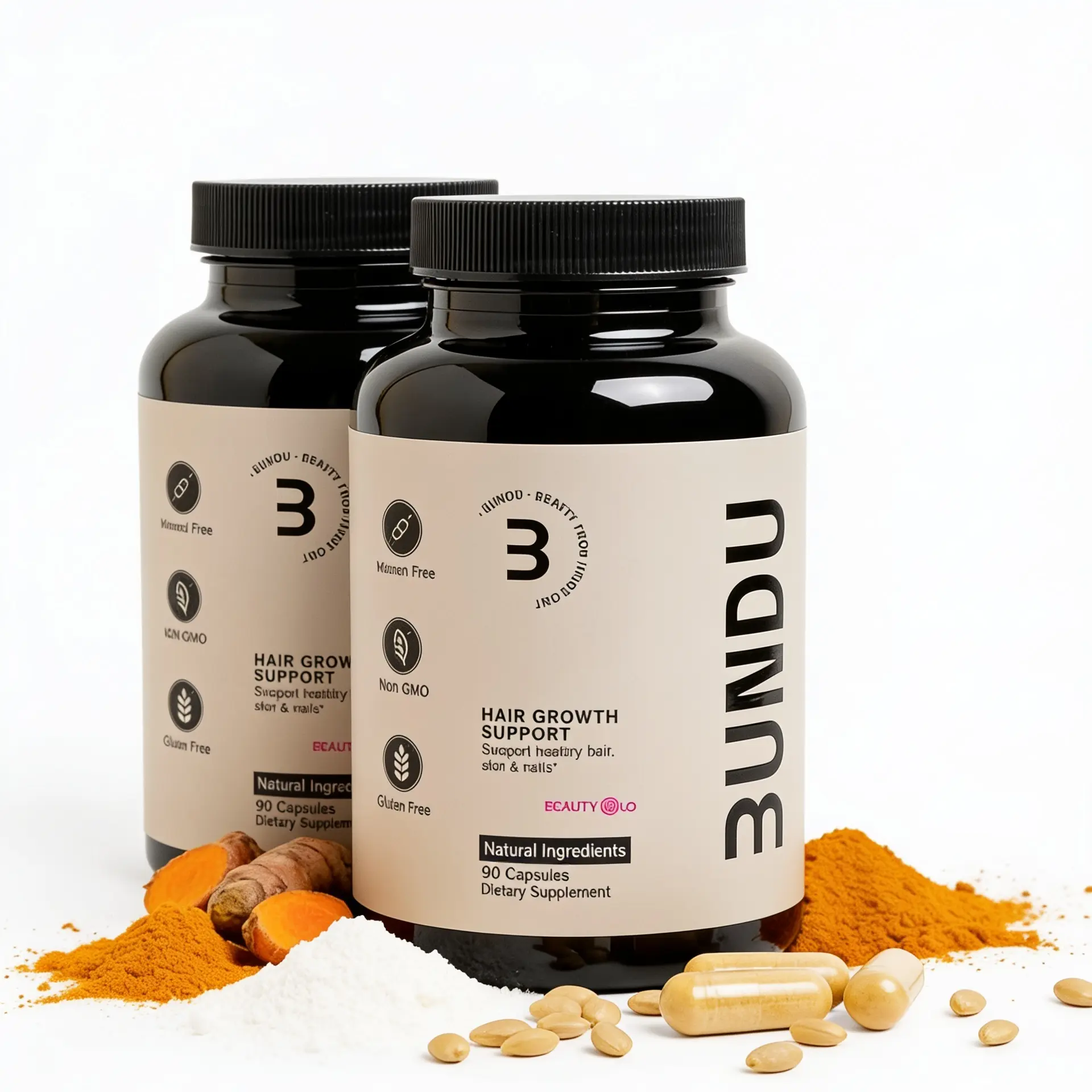 BUNDU Daily Hair Support Supplement X2| Plant-Based &amp; Cruelty-Free | Non-GMO