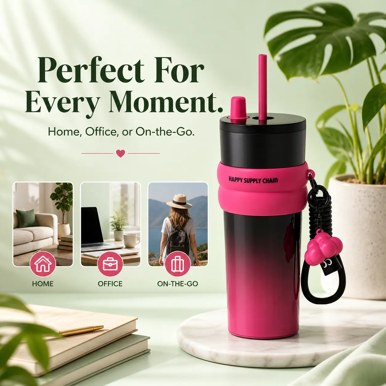 24 oz Stainless Steel Vacuum Insulated Iced Coffee Tumbler - Leakproof Portable Sports Drink Cup, Eye-Catching Gradient Aurora Effect Pink Cup, Women's Birthday Gift Vacuum Insulated Drinkware Flasks Insulation Bottled Water Bottles Mug