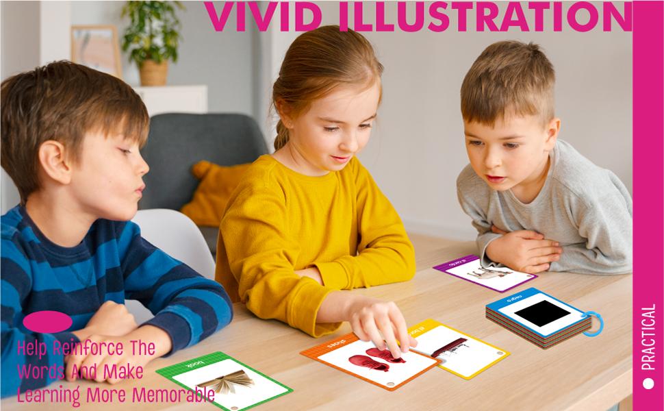 Mother's Day 60 English Spanish Flash Cards, Double-Sided Nouns Cards Bilingual Sight Words - Animals, Colors, Food, Vehicles Cards, Language Vocabulary Learning Tool for Beginners 5+ with 2 Reclosable Rings