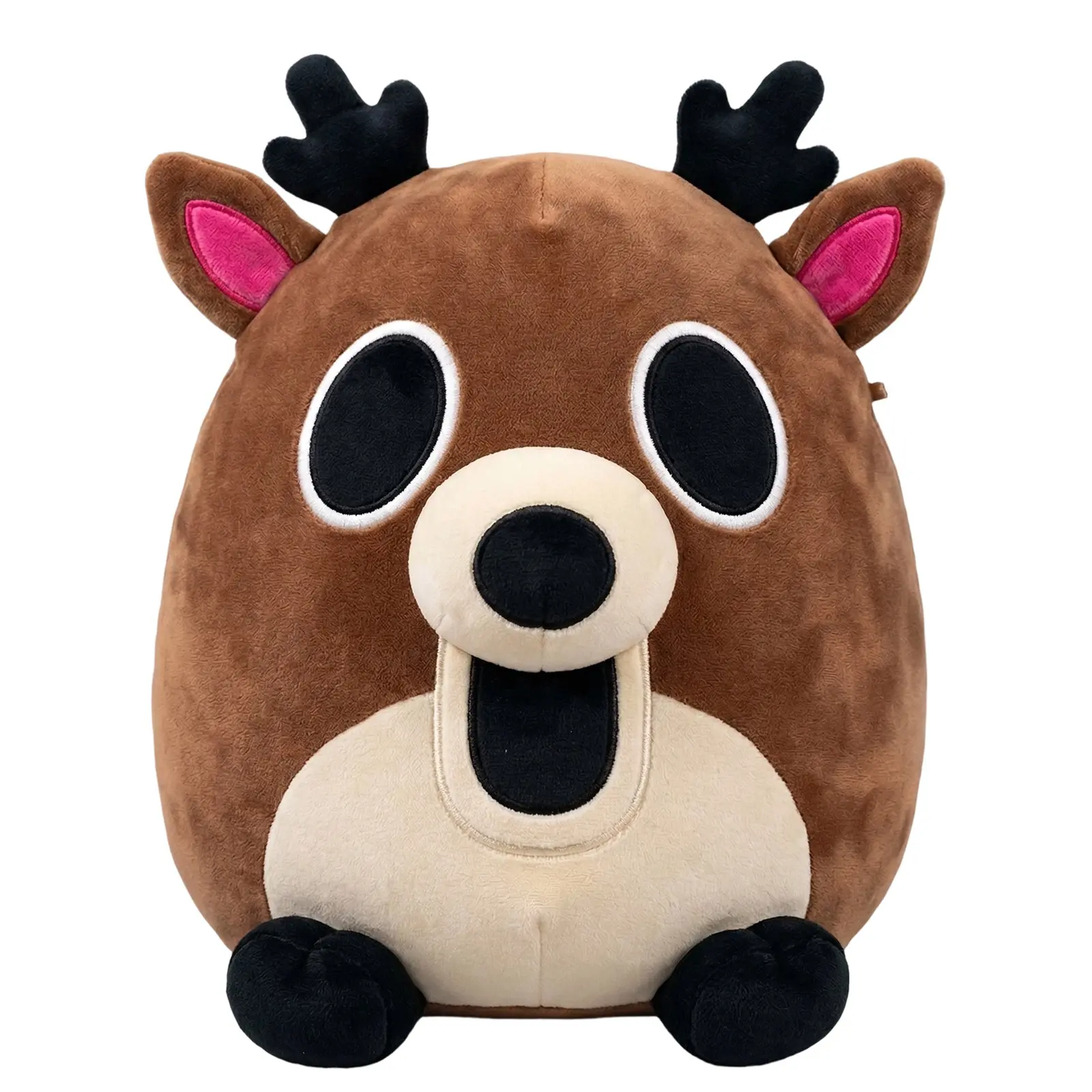 Cartoon Brown Reindeer Plush Toy - Cute Stuffies, Kawaii Stuffed Animals, Huggable Sleeping Companion, Soft Cuddly Gift, Stuffed Animal Collectibles with Expressive Look, Woodland Decor for Baby Shower, Game Rooms