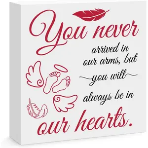 Miscarriage Gifts for Mothers Memorial Wooden Block Sign Heart Plaque Keepsake Loss of Baby Memorial Gifts Pregnancy Loss Gifts Remembrance Sympathy Gifts for Infant Child Loss 5x5 inch