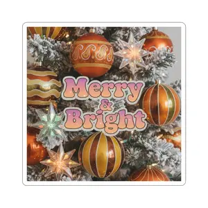 Merry & Bright Kiss-Cut Stickers | Holiday Decor, Gift Wrapping, Laptop Decoration, Christmas Cheer, Festive Party Supplies