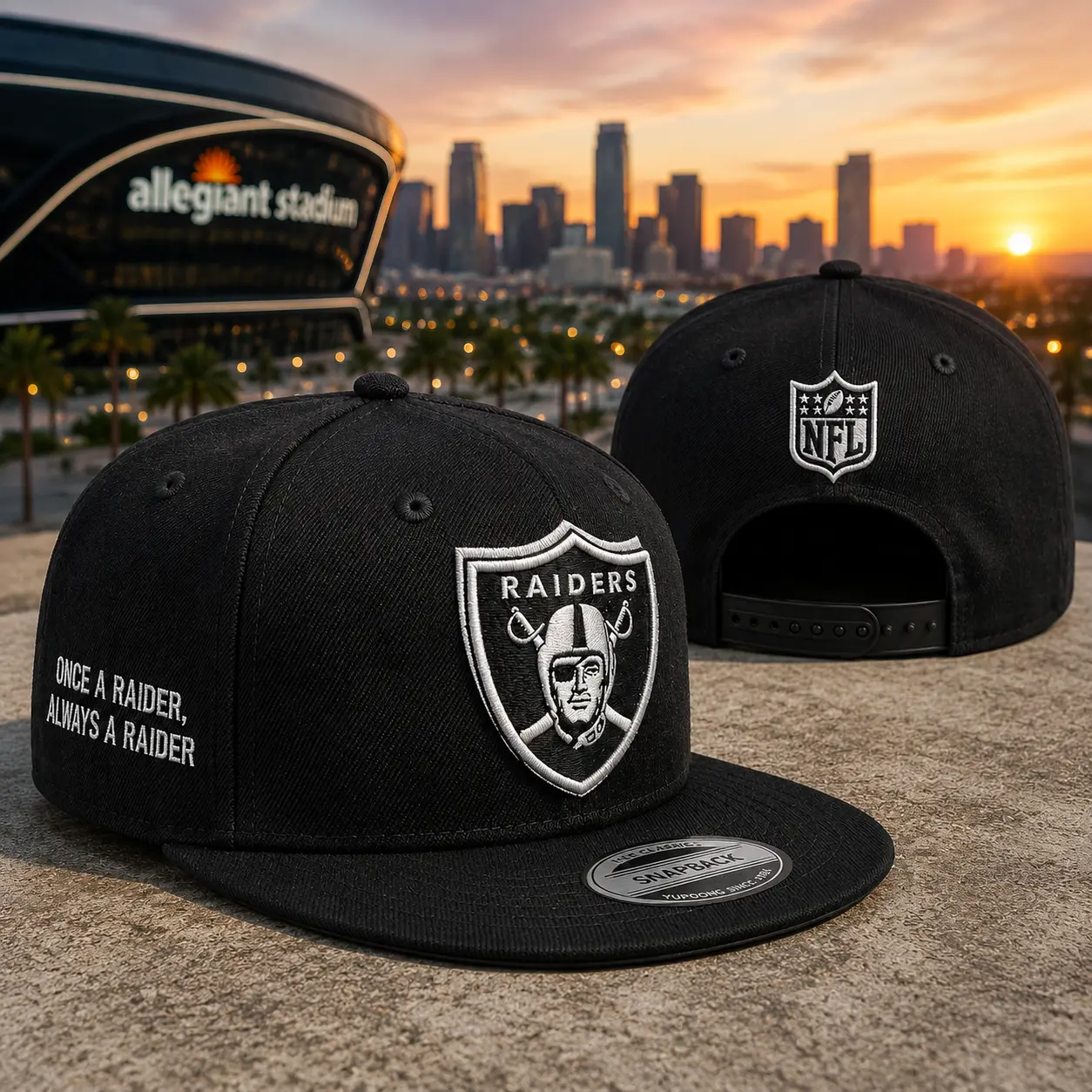 Las Vegas Raiders Black 9FIFTY Snapback Hat – Flat Brim Embroidered Football Cap