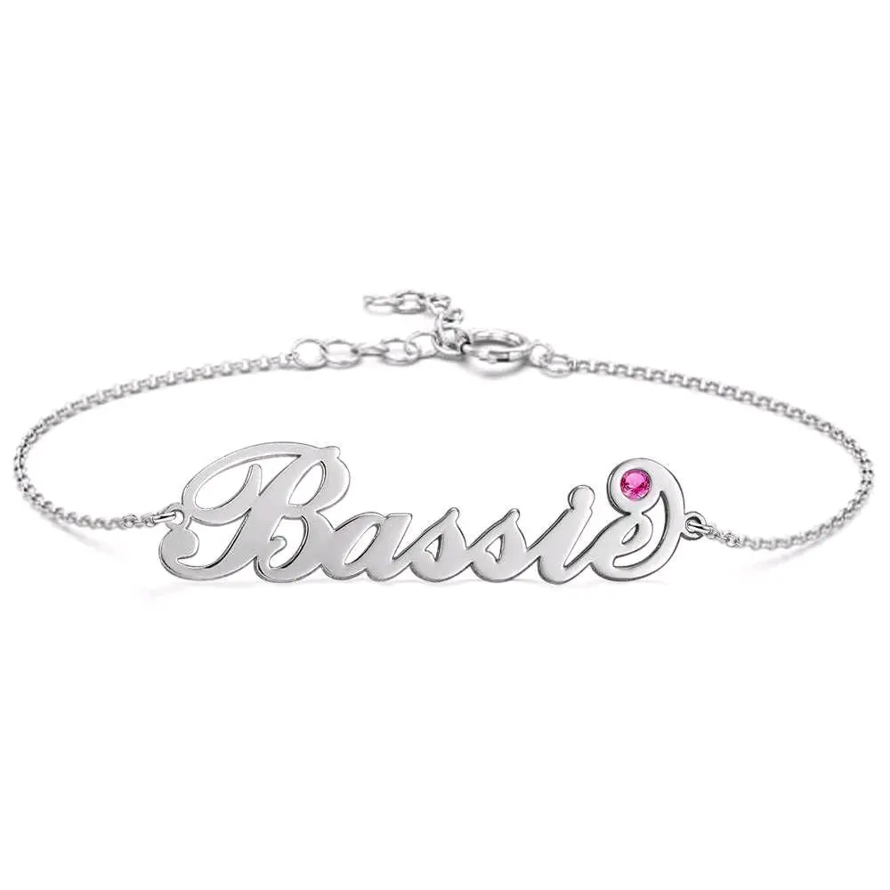 Personalized Name Bracelet with Custom Birthstone