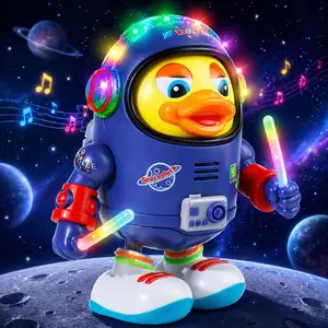 Dancing Space Duck Toy with Music & LED Lights, Musical Light Up Astronaut Duck Walking Toy, Swing Arm Dance Toy for Baby Toddlers Boys Girls Gift