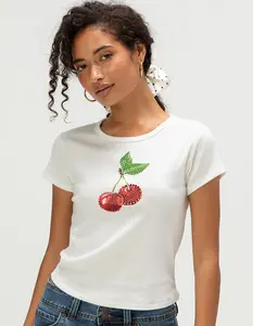 FULL TILT Cherry Rhinestone Womens Tee