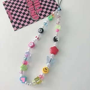 Trendy Y2K Phone Charm - Mixed Beaded Funky Phone Strap - 90s Accessories - Kpop Keychain, gift for her