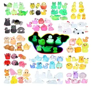 Luminous Mini Resin Animals 100 Pcs Glow in The Dark Resin Animals 100 Styles Miniature Fairy Garden Mini Ducks Figurines Slime Charm for Accessories Landscape Aquarium Potted Decoration