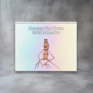 Marcus the Worm 2026 Wall Calendar, Funny 2026 Memes Calendar, VR Chat Meme, Funny Holiday Planner, Marcus Calendar, Gag Gift For Christmas