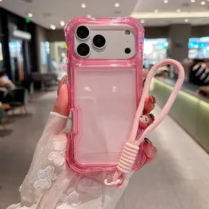 Advanced Transparent Three-In-One Full-Body Air Cushion Phone Case with Lanyard, Shockproof and Drop-Proof, Compatible with Apple iPhone 17pro Max 16pro 15 14 13 12