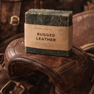 Rugged Leather Soap - Bold Classic Masculine Scent with Rich Creamy Lather for Men's Grooming Routine Handmade in Small Batches