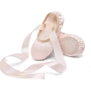 Girls Ballet Shoes Satin Ribbons Dance Slippers Toddler Little Big Kids
