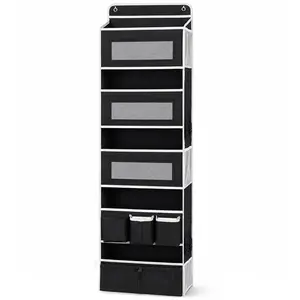 1 Pack Over The Door Organizer Storage，50LB Capacity Over Door Organizer, No More Closet Clutter! 11-Pocket Hanging Storage Rack for Nursery & Home (Black)