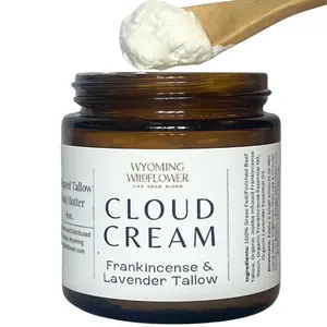 Whipped Tallow with Lavender & Infused Frankincense; Anti-aging, Hydrating, Preservative-free, Organic, Hormone-free Cream Body Care Moisturizer