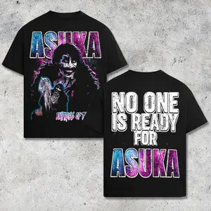 [WWE] Asuka No One Is Ready For Asuka Wrestling Graphic T-Shirt, WWE Women Superstar Streetwear Tee, Colorful Mask Design Vintage Style Shirt, Japanese Wrestling Icon, Oversized Cotton Unisex Casual Outfit, Fan Apparel Gift