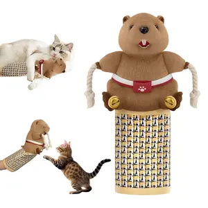 Interactive Cat Toy with Catnip Bag and Bell, Durable Plush Beaver Puppet, Fun Indoor Play for Kittens and Adult Cats