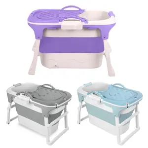 Small Foldable Tub with Ergonomic Seat 39" Portable Folding Bathtub, Small Foldable Tub with Ergonomic Seat & Massage Roller, Large Collapsible Tub, Freestanding Surround Collapsible Tub, Effortless Foldable Bathtub