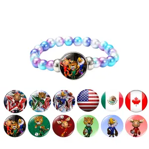 2026 World Cup mascot beaded bracelet, USA/Mexico black, bracelet/jewelry.