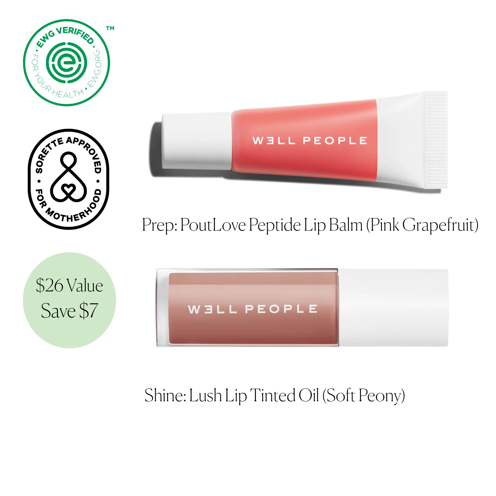 Prep & Shine Custom Lip Duo - PoutLove Peptide Lip Balm  + Lush Lip Tinted Oil - Glossy lip oil and moisturizing tinted lip balm kit