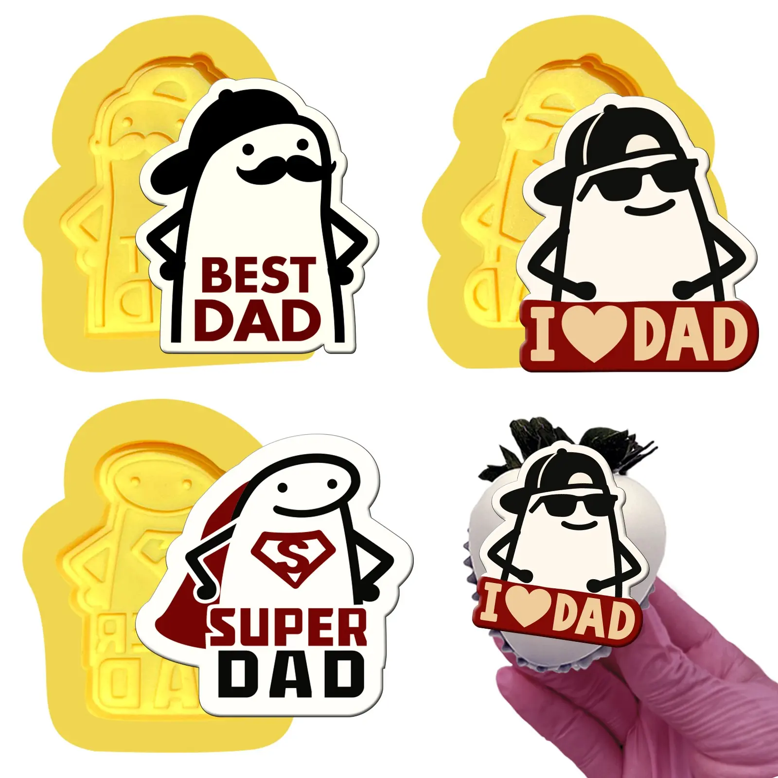 Father’s Day Flork Mold Set | Dad Chocolate Mold for Candy, Fondant, Cookies & DIY Crafts