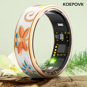 KOEPOVK Aston Digital Flora Enamel Smart Ring - Sleep & Fitness Tracker with Heart Rate, SpO₂, Blood Pressure, Waterproof, Elegant Design, Durable Monitor for Men & Women