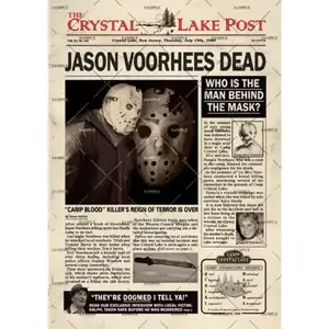 FRIDAY 13TH Jason Voorhees Newspaper poster print