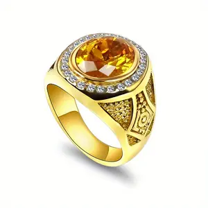 Unisex Vintage Rings Jewelry - European-American Retro Punk Stainless Steel Prong Engagement Ring, Inlaid with Cubic Zirconia, Fashion Accessory for Engagement Wear, Prong Ring