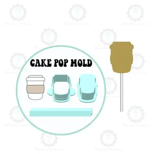 Coffee Cup Cake Pop Mold | Deluxe Cutter, Popper, and Tray Option