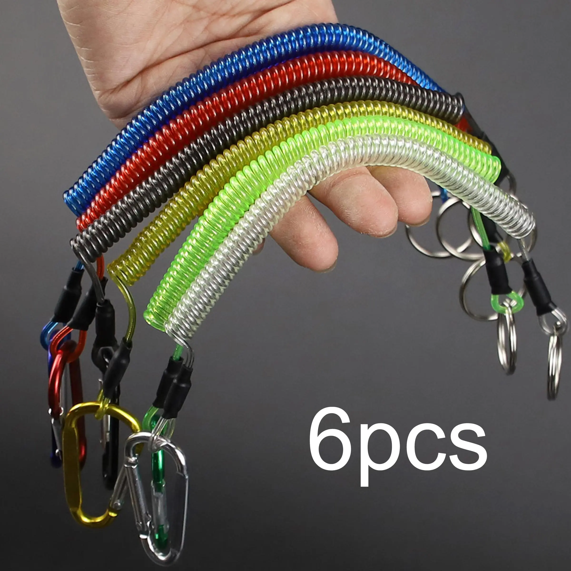 Retractable Fishing Lanyard, 6pcs/set Steel Wire Tool Lanyard, Kayak Gear Accessories for Safe Fishing, Sports Accessories