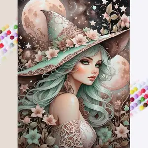 1 set of DIY diamond painting kit, 5D diamond art kit, DIY decoration of moon, flowers, stars. Mosaic, diamond art, DIY art home decoration.