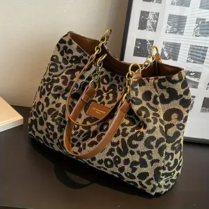 Stylish Vintage Leopard Print Tote Bag for Women Men - Perfect Shoulder Tote Bag for Commuting and Fashionable Handbag and Purse Pu Tote Satchel Crossbody Tote Bag