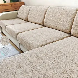 Stretchable Elastic Digital Print Sofa Cushion Cover, Plaid & Leaf Pattern, Suitable for Living Room, Bedroom, Office, Furniture Protection, Elastic Sofa Slipcover, Sofa Couch Covers