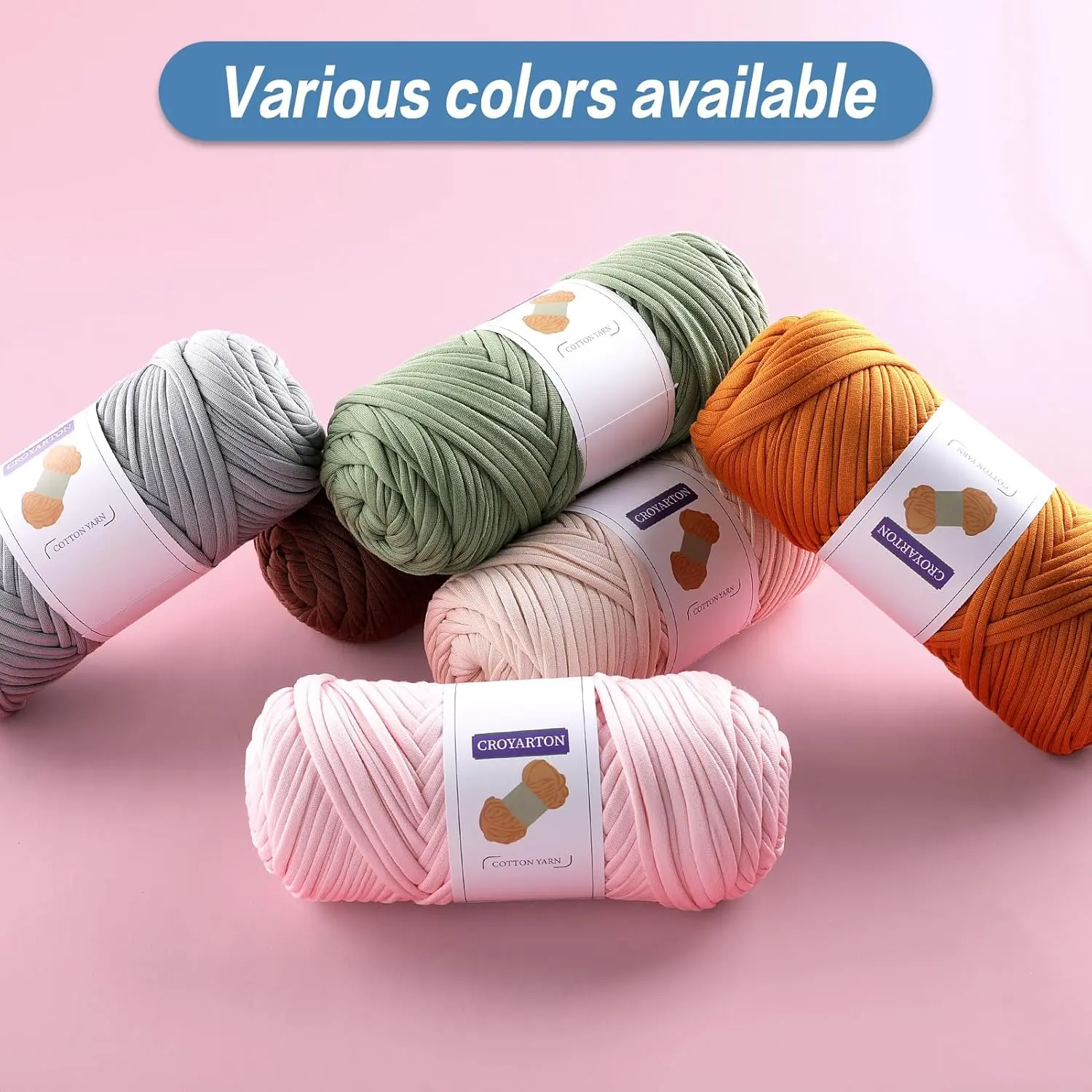 4-Pack Solid Color Bulk Craft Yarn Set - Elastic String Beginner Friendly Knitting, Crochet Items Supplies for DIY Home Decor Projects