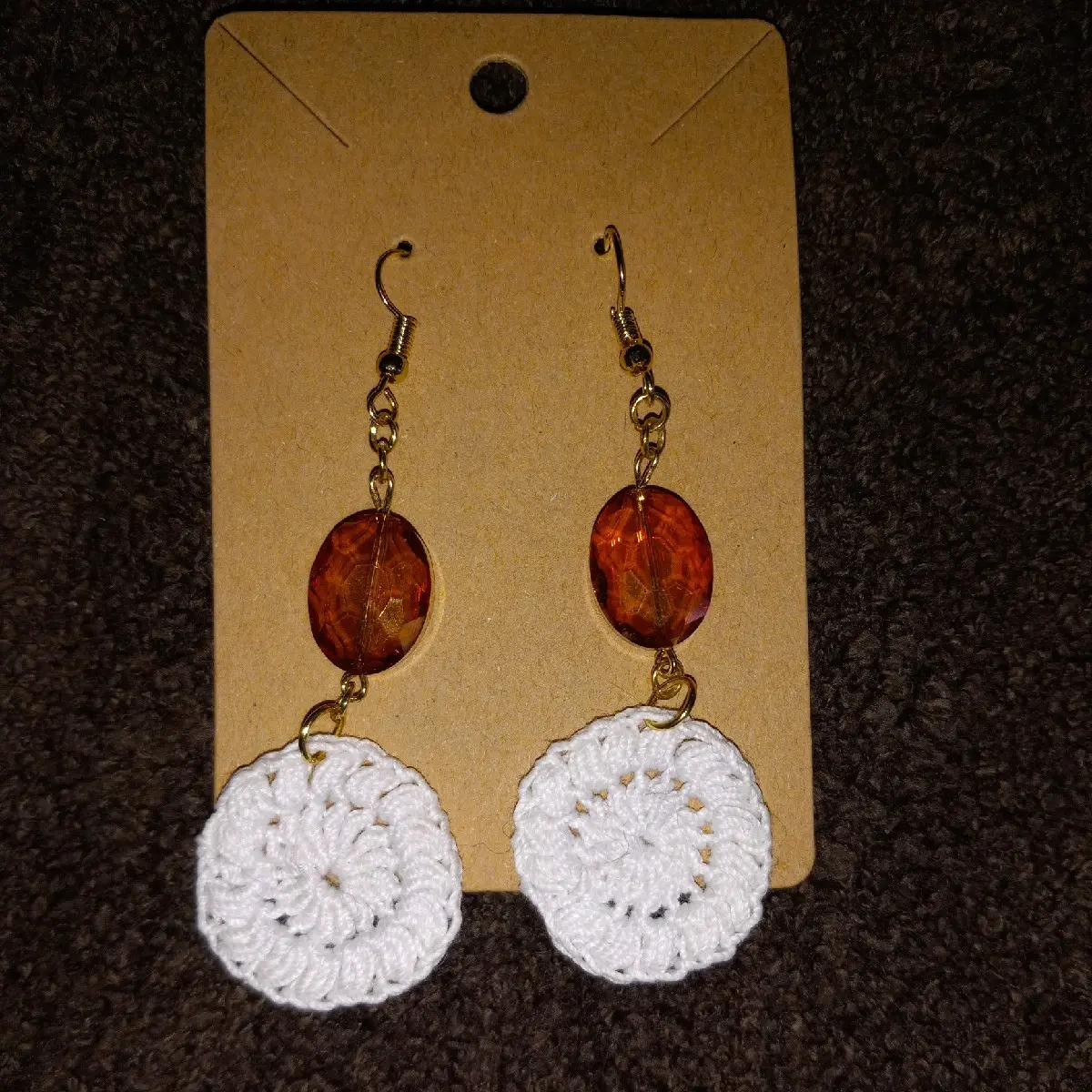 White Sunburst Crochet Earrings