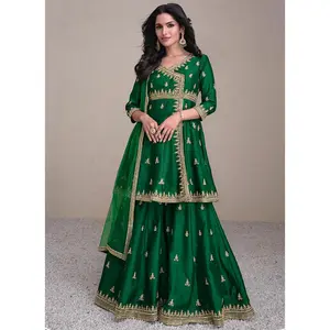 Green Premium Silk Embroidery Work Wedding Wear Readymade Salwar Suit